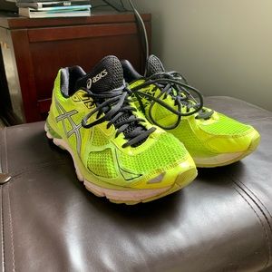 Neon ASICS running shoes